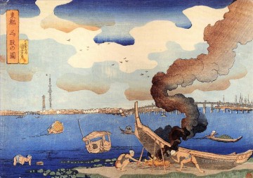 barcos de calafateo Utagawa Kuniyoshi japonés Pinturas al óleo